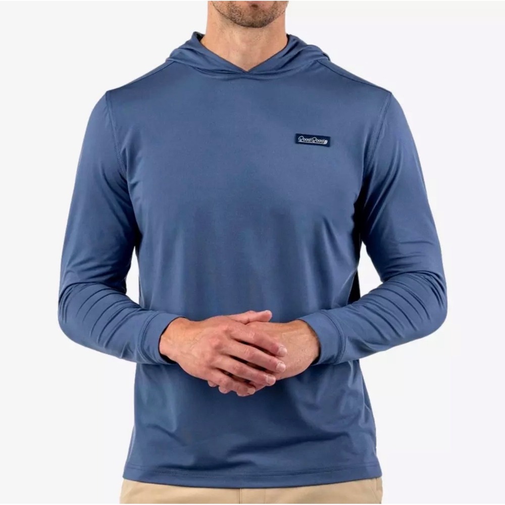 Good Good Golf Mens Size L Indigo Mountain Goodie Hoodie UPF Performance Sporty